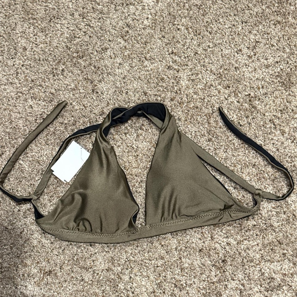Olive Green Halter Bikini Top